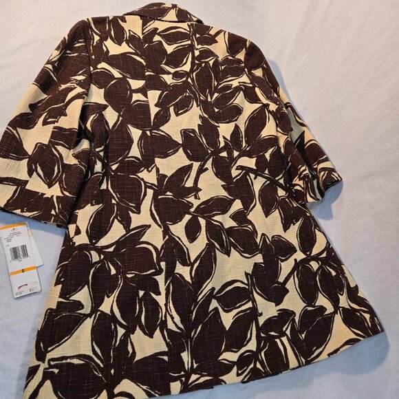 NINE WEST Coquette Girl Boho Ivory & Brown Floral Tweed Coat Jacket Size S NEW! - Picture 5 of 16
